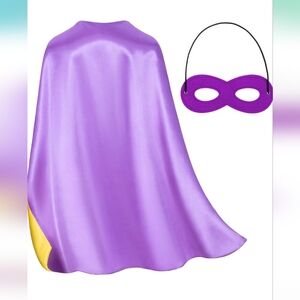 Kids Super Hero Cape and Mask Unisex Color Purple and Yellow